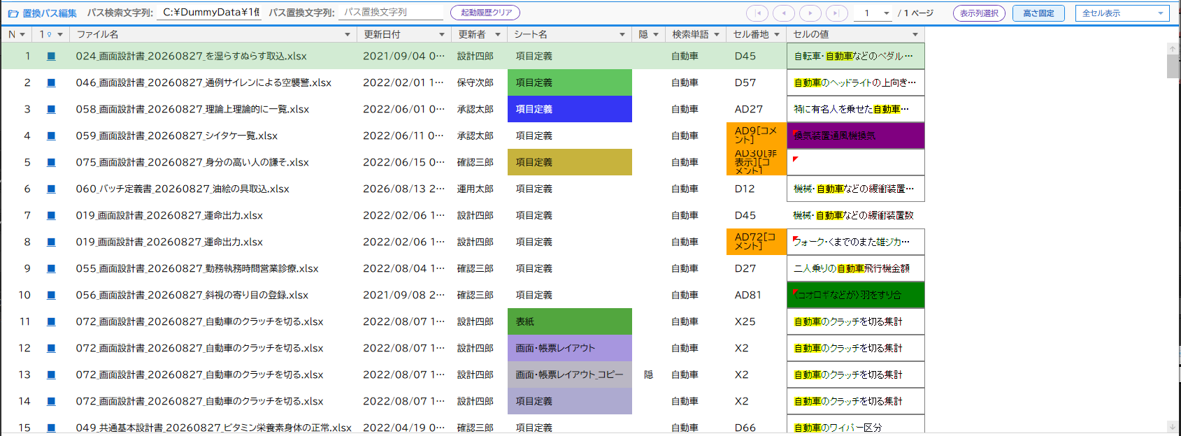 カスタマイズ後： 不要な列を非表示にすることでスッキリ見やすくなります